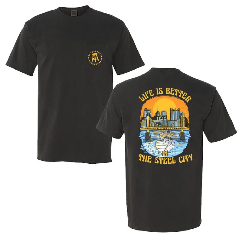 Life Is Better Steel City Pocket Tee