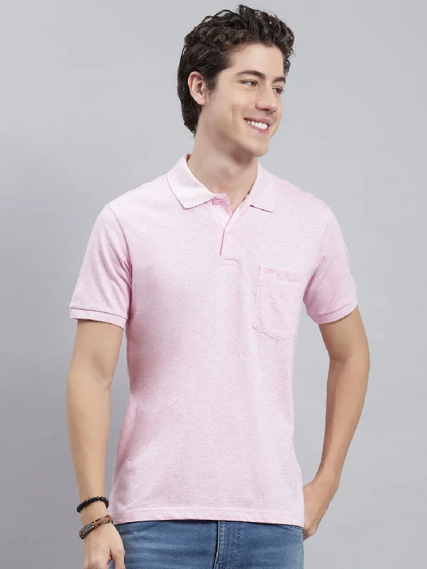 Men Pink Jaquard T-Shirt