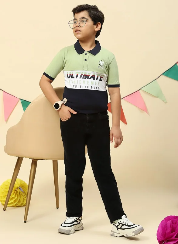 Boys Green Printed T-Shirt