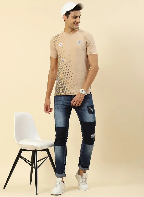 Men Beige Printed T-Shirt