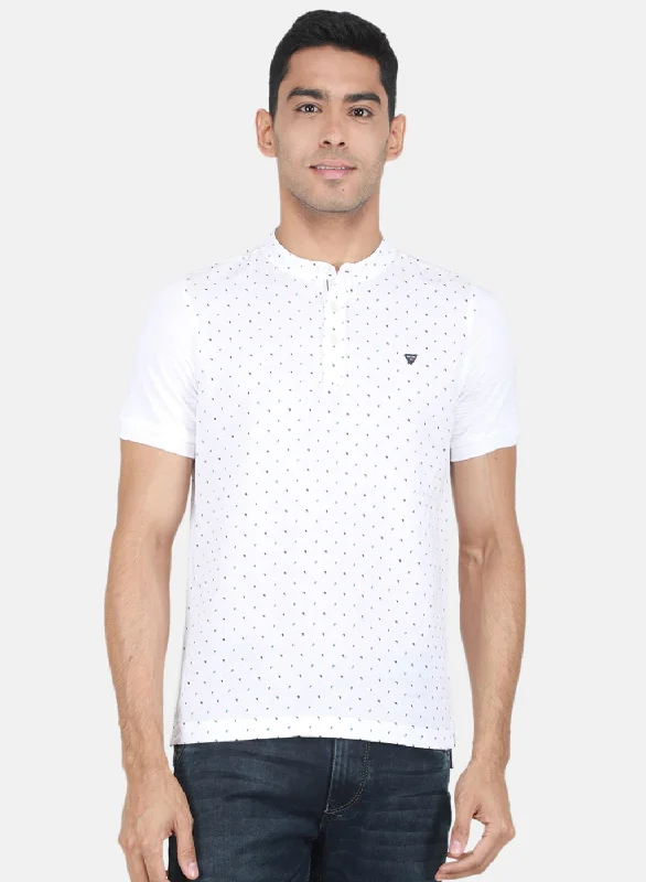 Men White Printed T-Shirt