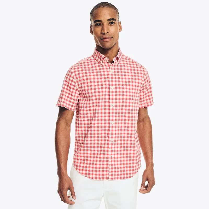 Nautica Mens Sustainably Crafted Gingham Plaid Short-Sleeve Shirt