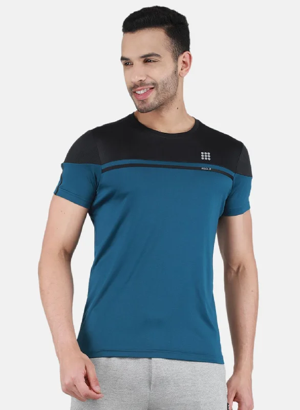 Men Blue Solid T-Shirt