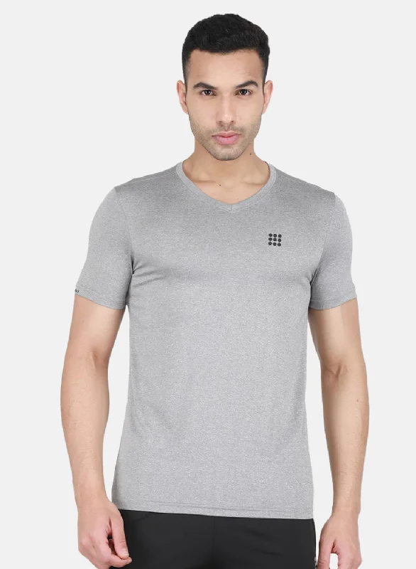 Rock-it Men Grey Solid T-Shirt