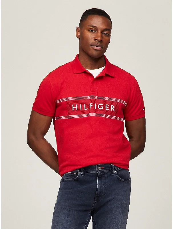 Tommy Hilfiger Men's Regular Fit Hilfiger Chest Stripe Polo