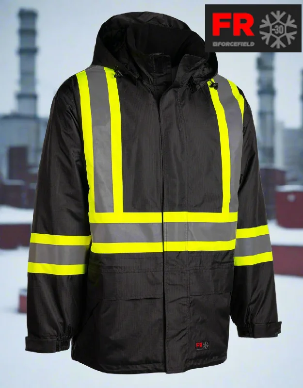 Men's Black Hi-Vis Insulated -30 FR Ripstop Waterproof Jacket 024-FR705-MW-BK