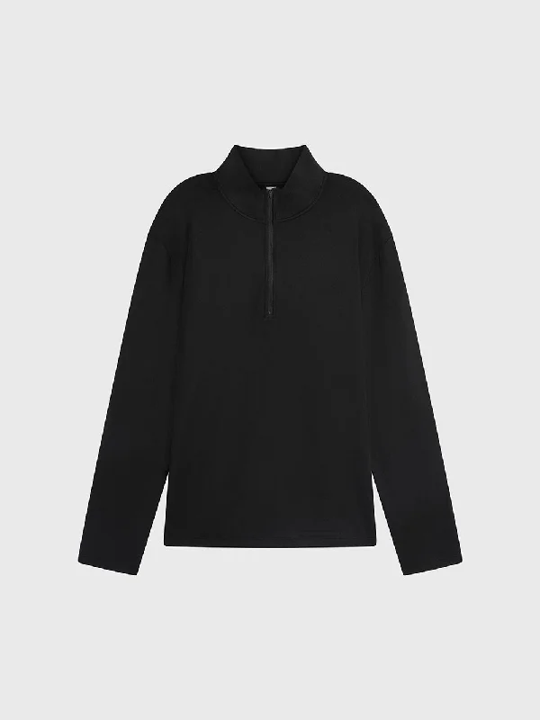 ALO BLK CONQUER 1/4 ZIP REFORM LONG SLEEVE