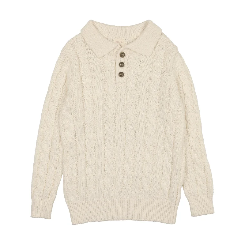 Analogie Cream Cable Knit Polo