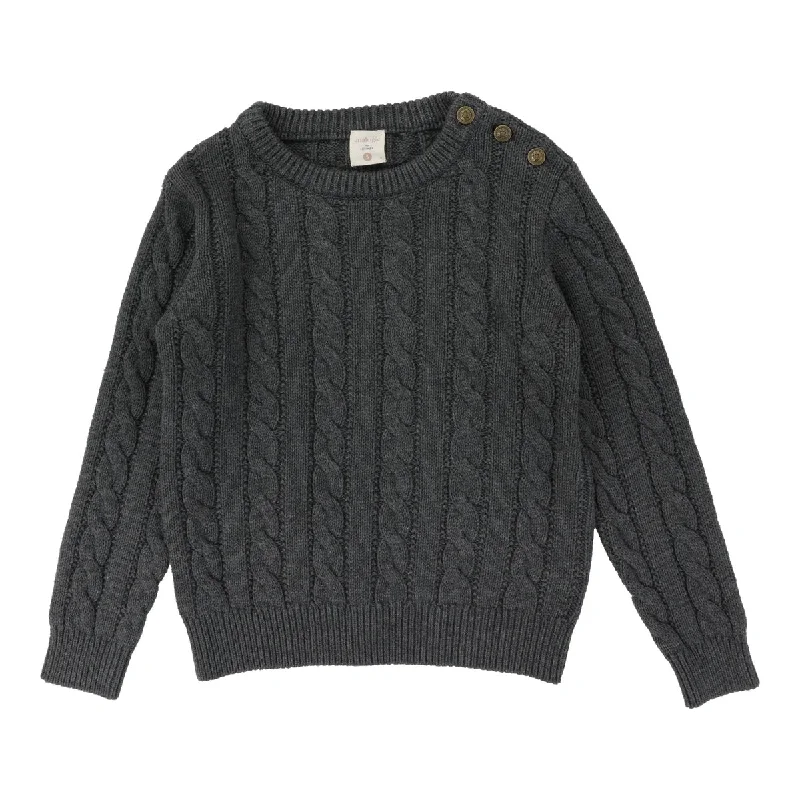 Analogie Grey Cable Crewneck Sweater