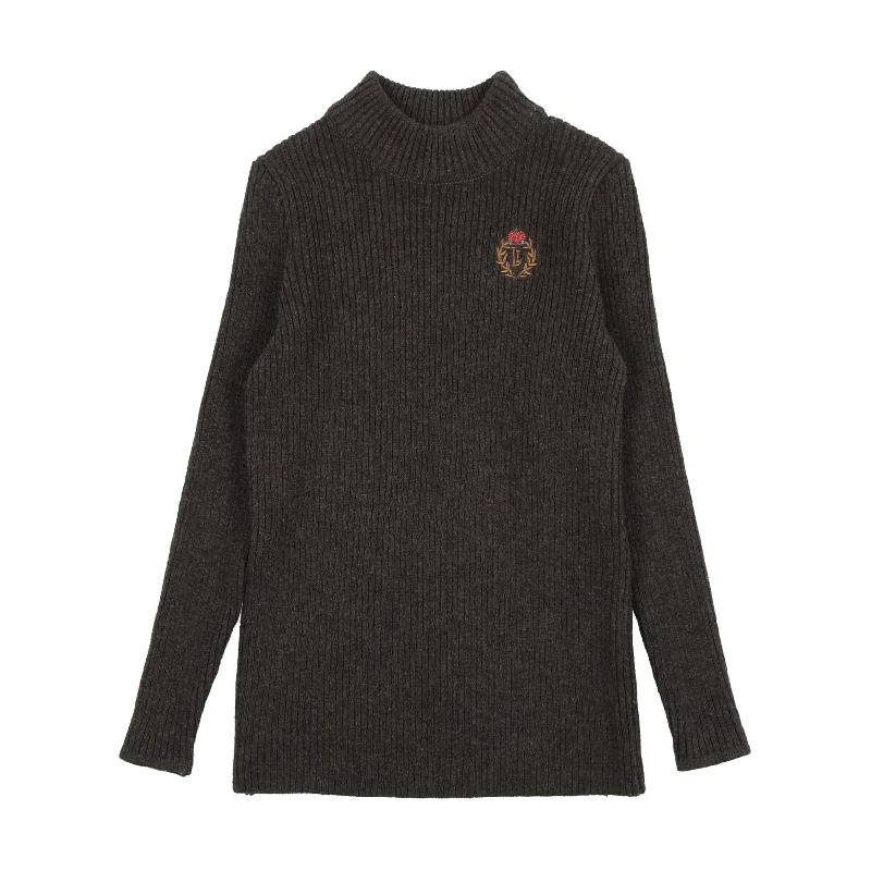 Analogie Grey Crest Knit Mockneck