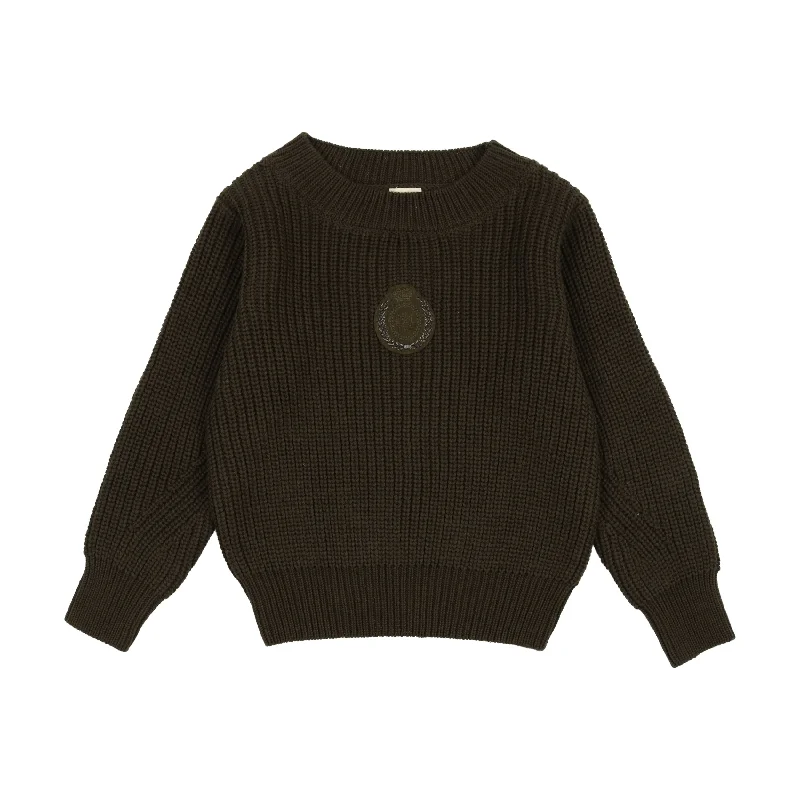 Analogie Olive Chunky Crest Knit Sweater