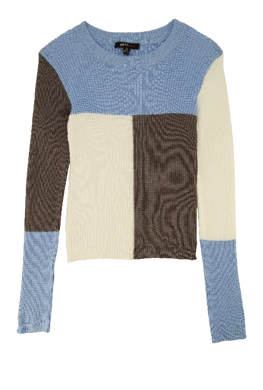 Girls Color Block Ribbed Knit Sweater