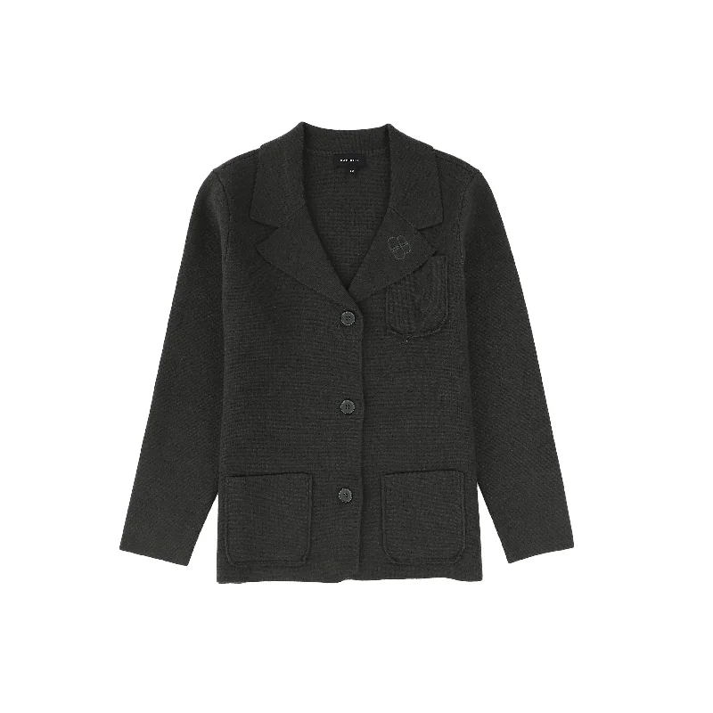 Bamboo Hunter Green Pocket Emblem Knit Blazer