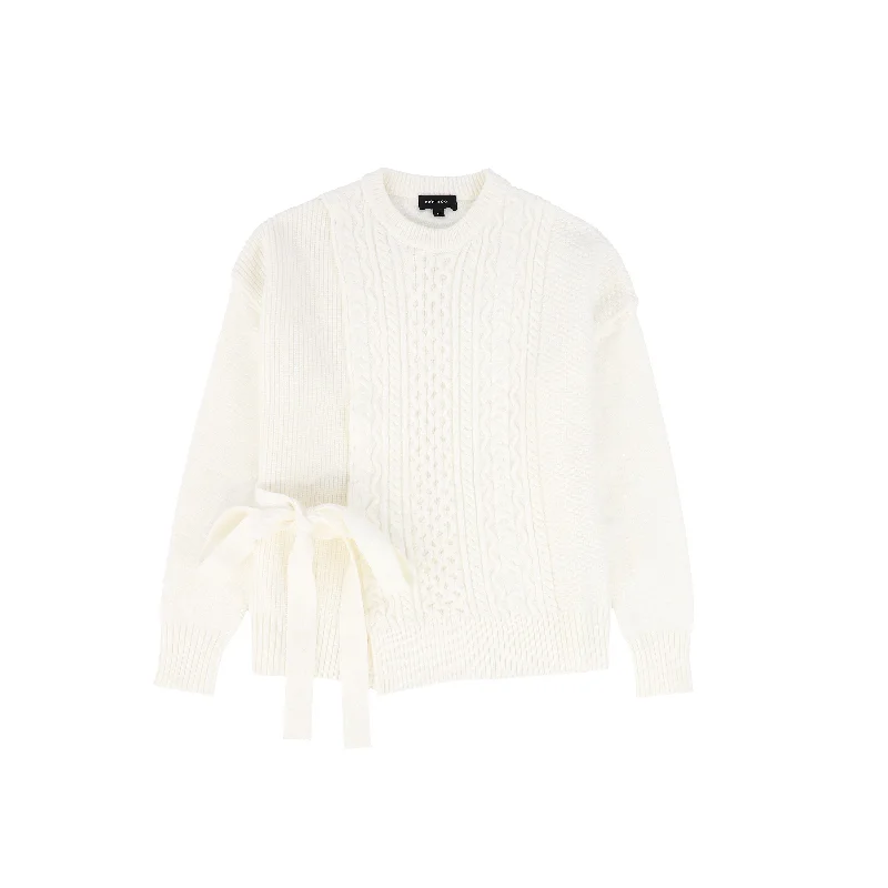 Bamboo Ivory Mid Side Tie Sweater