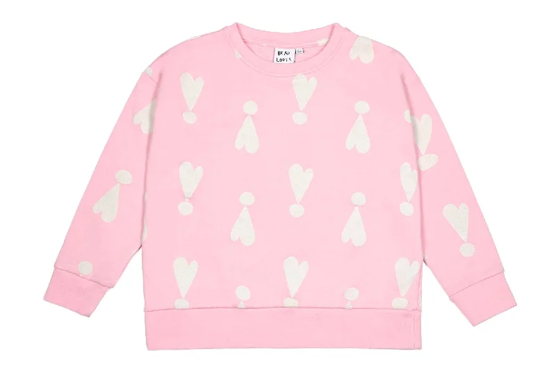 Beau Loves Rose Pink Exclamation Heart Sweatshirt