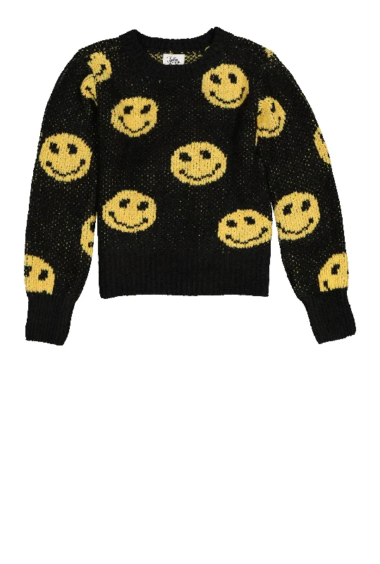 Girls Smiley Graphic Knit Sweater