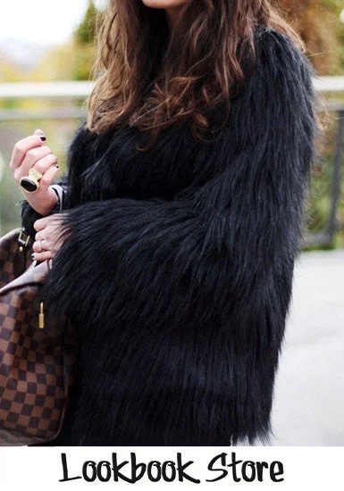 Black Faux Fur Coat