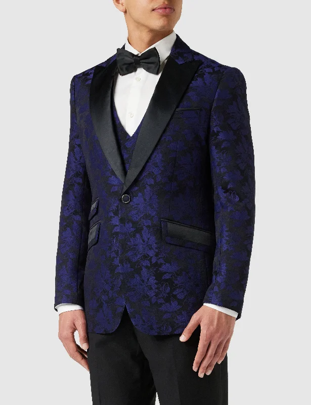 BLUE GROOMS WEDDING JACKET & WAISTCOAT