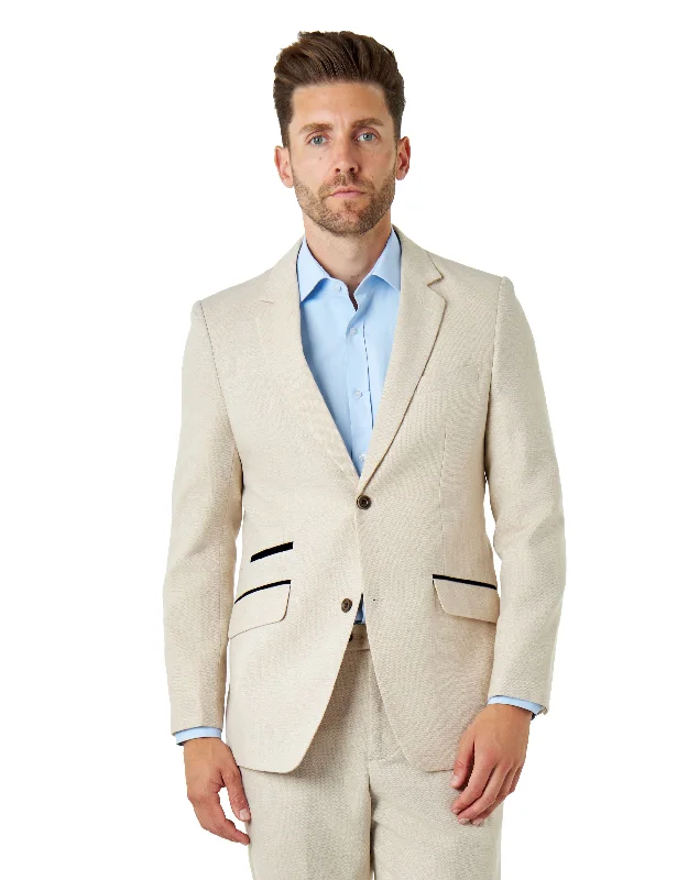 CALIX – Cream Wool Mix Herringbone Tailored Blazer