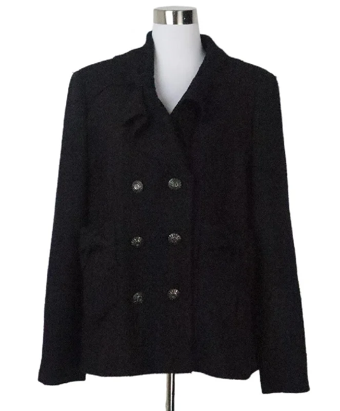 Chanel Black Wool Bow Trim Jacket sz 14