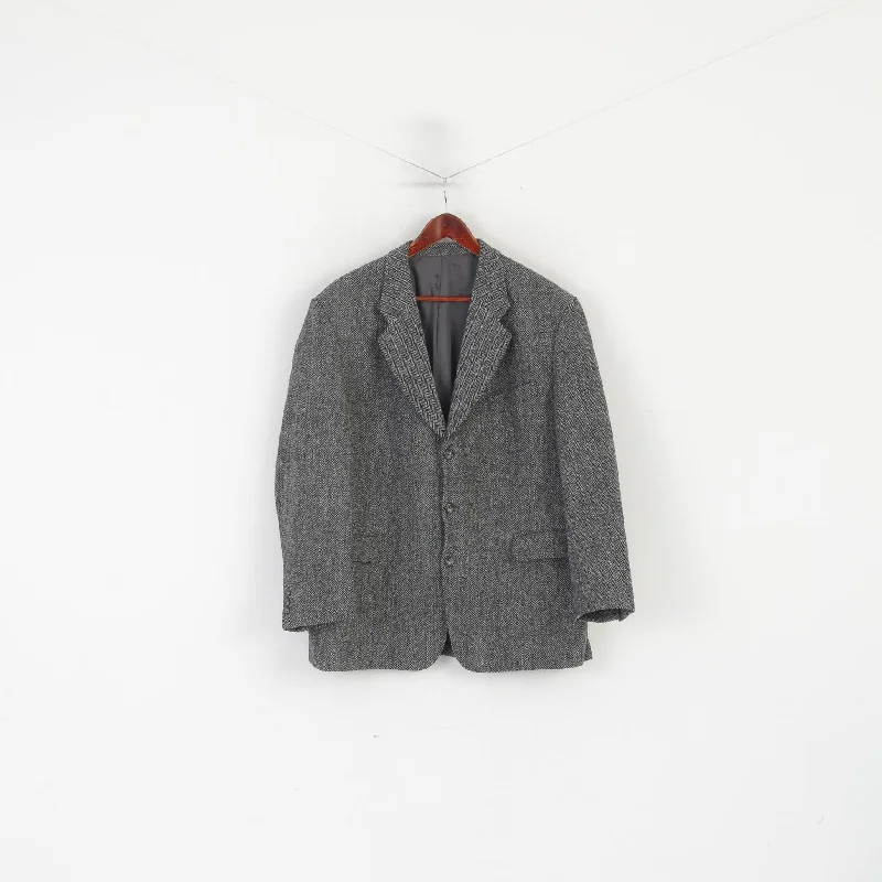 Holzherr Harris Tweed Men 44 Blazer Gray Wool Vintage Atelier Torino Herringbone Jacket