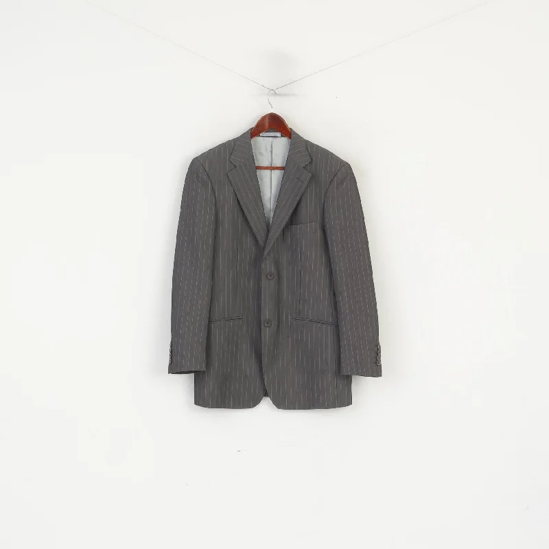 Device Men 38 Blazer Gray Striped  Designed in Italy Single Breasted Vintage Jacket