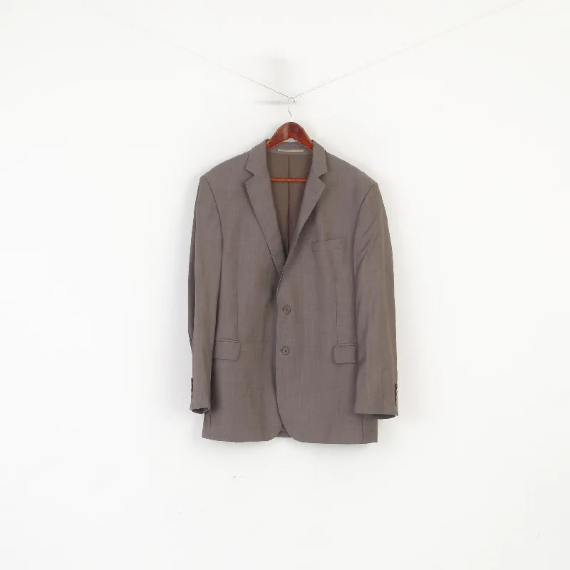 Ermenegildo Zegna Men 46 Blazer Brown Shiny Wool Silk Single Breasted Jacket