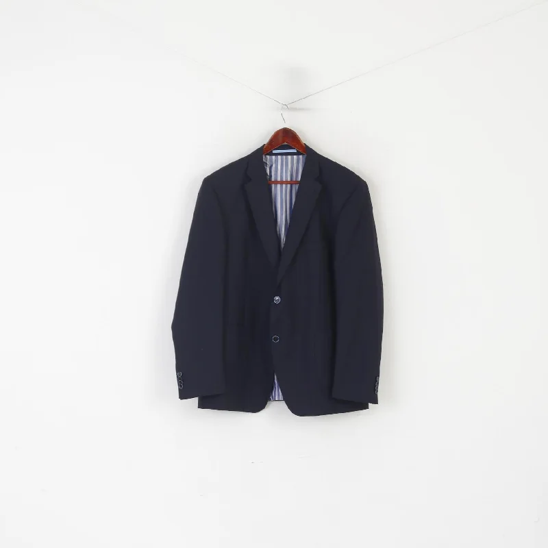 Roy Robson Men 27 42 Blazer Navy Wool Woven in Italy Angelico Single Breasted Jacket