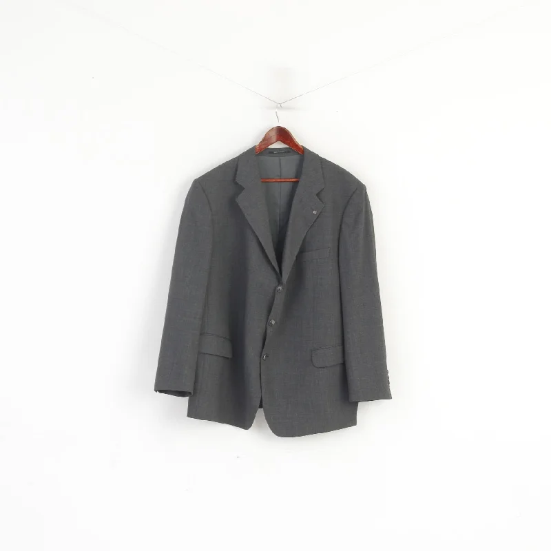 KLOTZ Men 59 XXL Blazer Grey Wool Blend Gutco Germany Single Breasted Jacket