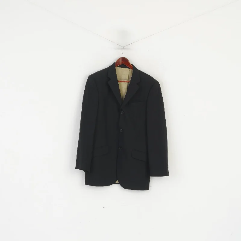 Ben Sherman Mens 36 S Blazer Black Single Breasted Shoulder Pads Classic Jacket