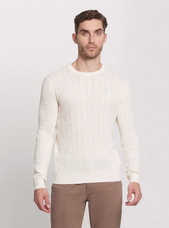 Eco White Cable Stitch Knit Jumper