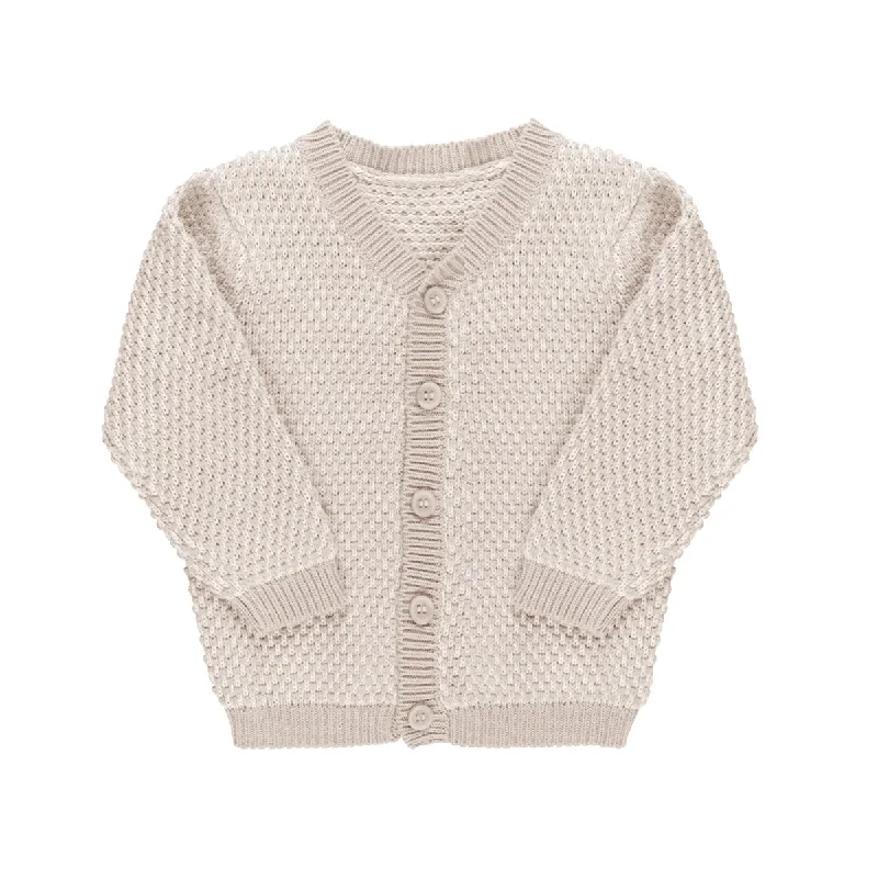 Ely's & Co Beige Bubble Knit Cardigan