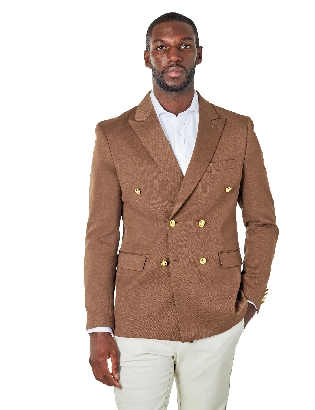 EZRA – BROWN TAILORED FIT DOUBLE BREASTED SUIT JACKET