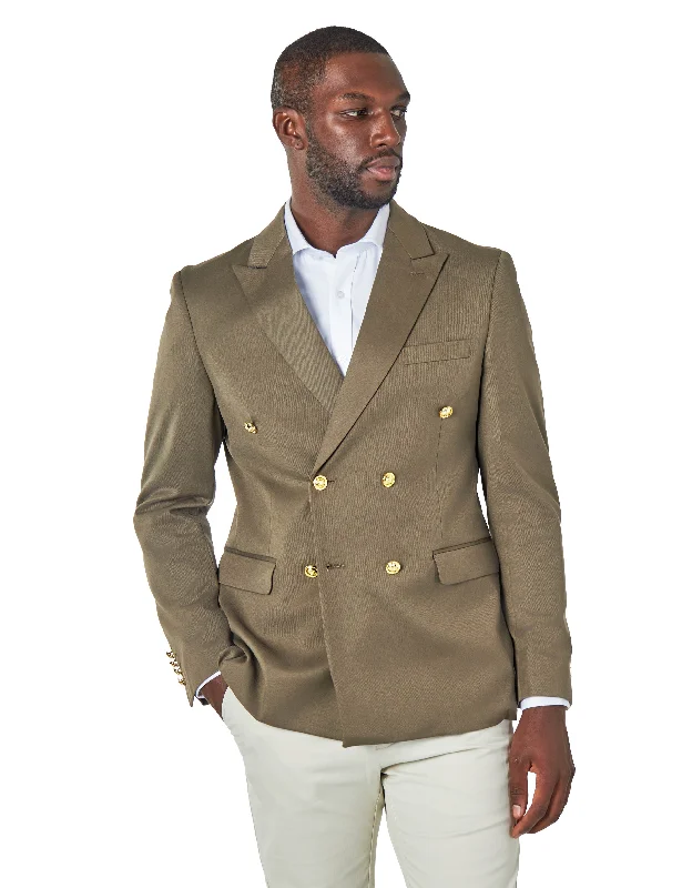 EZRA – KHAKI GREEN TAILORED DOUBLE BREASTED JACKET