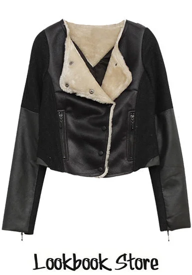 Faux Fur Moto Jacket - Black