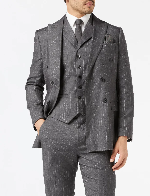 GEORGE - DOUBLE BREASTED GREY PINSTRIPE JACKET