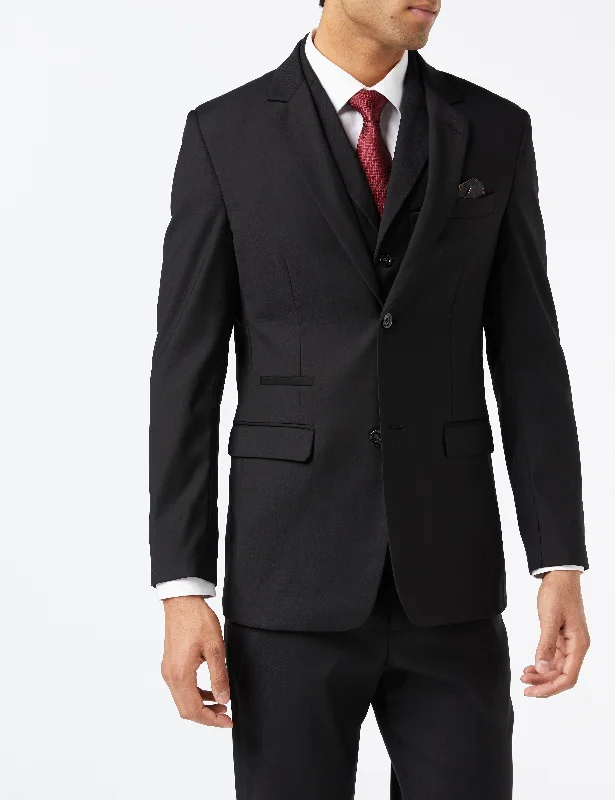 GRAHAM - BLACK SINGLE BREASTED JACKET & WAISTCOAT