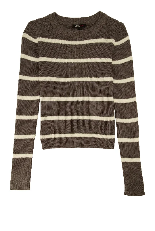 Girls Stripped Crew Neck Sweater