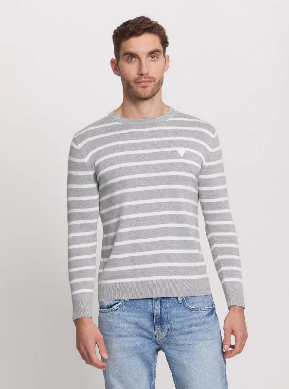 Grey Striped Long Sleeve Knit Top