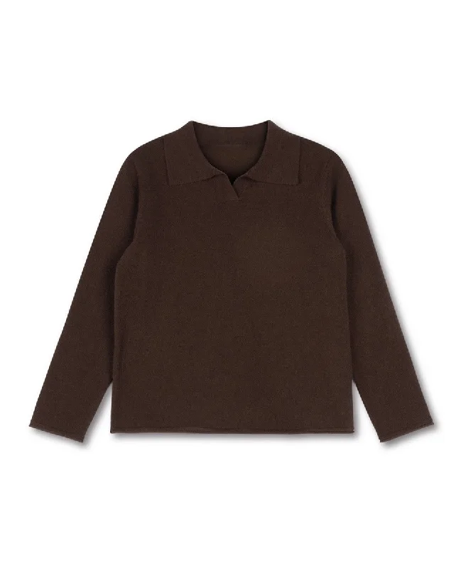 Harper James Brown Knit V-Collared Sweater