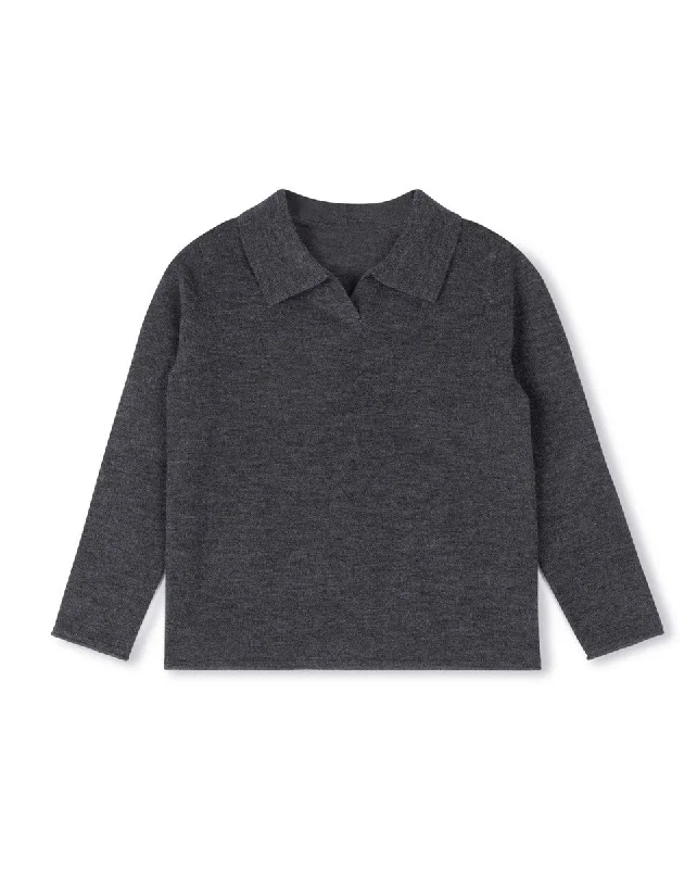 Harper James Charcoal Knit V-Collared Sweater