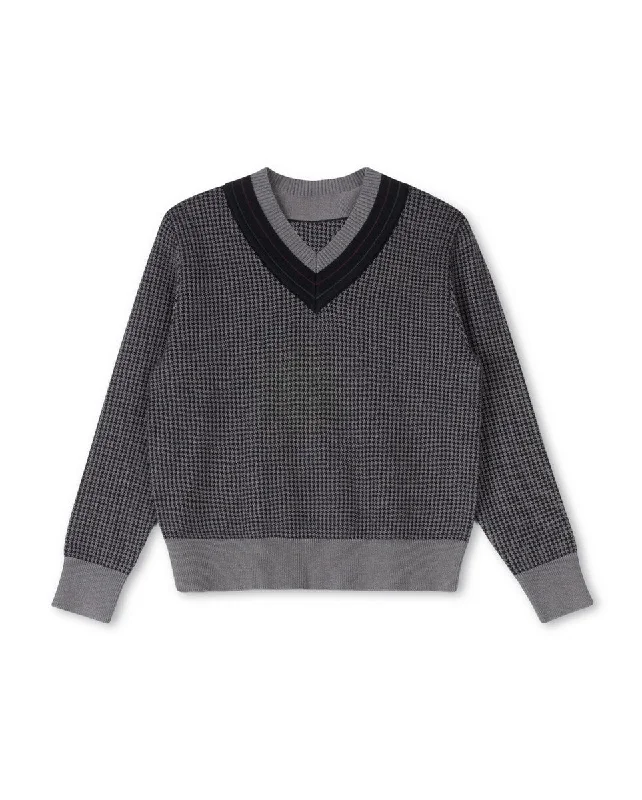 Harper James Grey Houndstooth Sweater