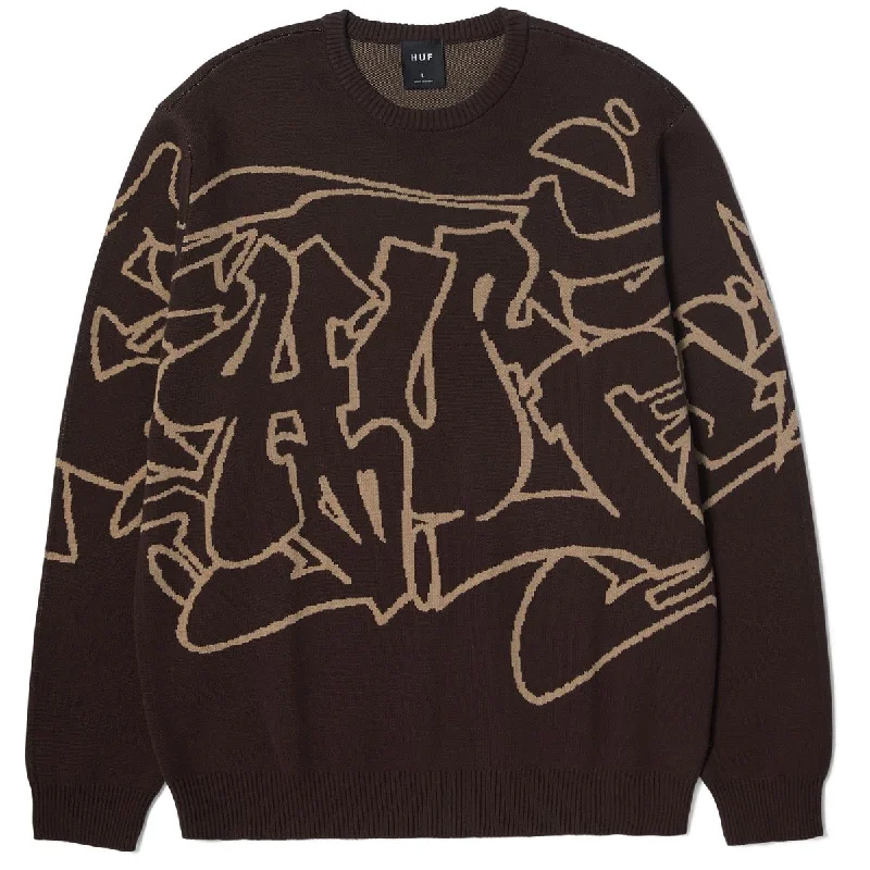 Huf Outlines Crewneck Sweater - Espresso