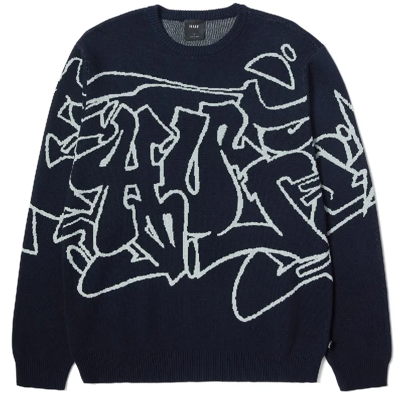 Huf Outlines Crewneck Sweater - Navy