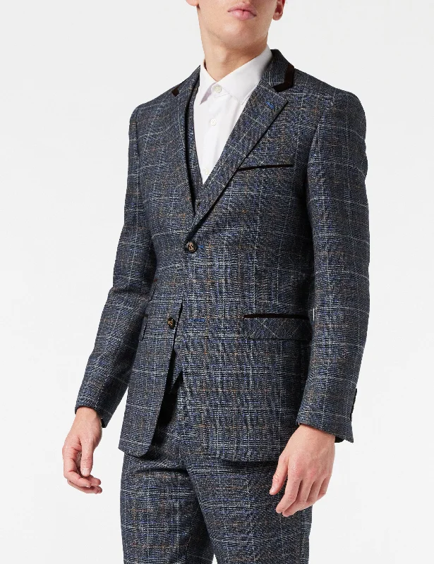 HUGO - GREY TWEED CHECK JACKET & WAISTCOAT