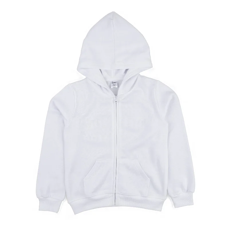 Kids Zipper Sweat Hoodie Neutral Solid Color