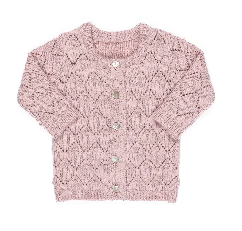 Kipp Light Pink Chunky Pointelle Cardigan