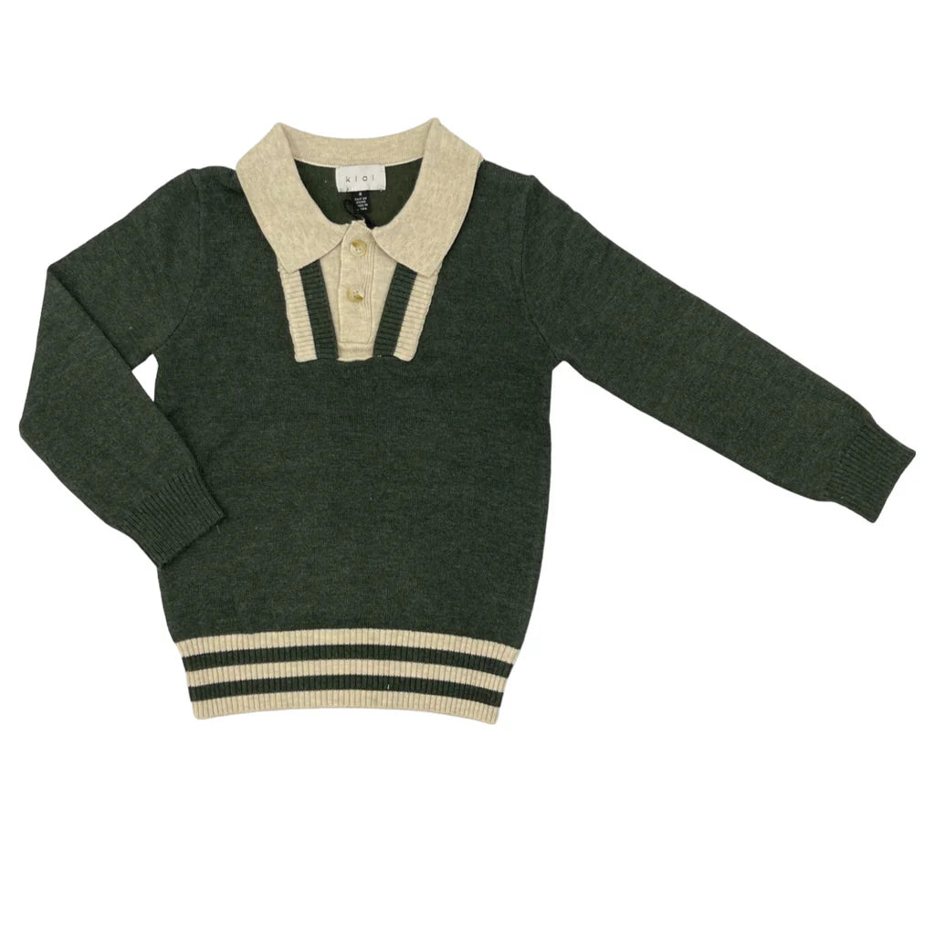 Klai Green Collar Polo Sweater