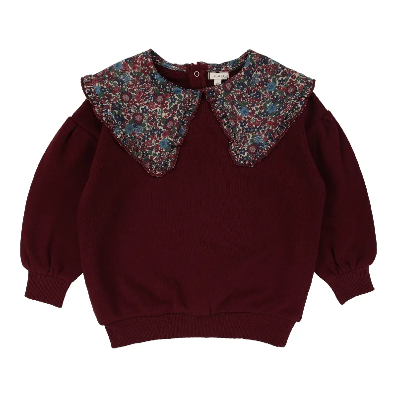 Lil Legs Burgundy Floral Collar Sweatshirt