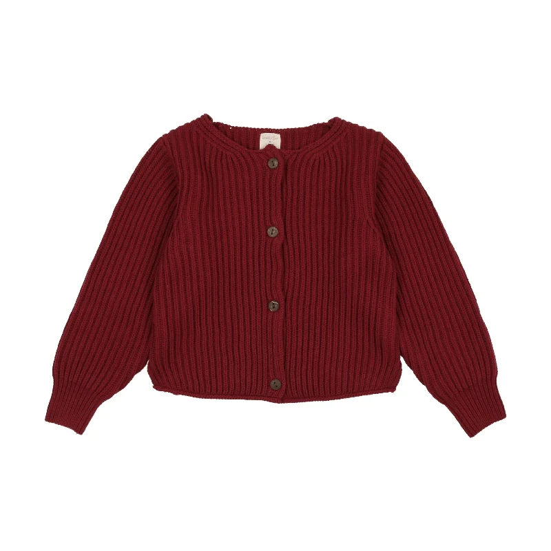 Lil Legs Deep Red Basic Cardigan